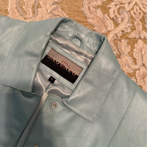 Saguaro light/ ice blue Leather Jacket. Size large - Picture 2 of 5